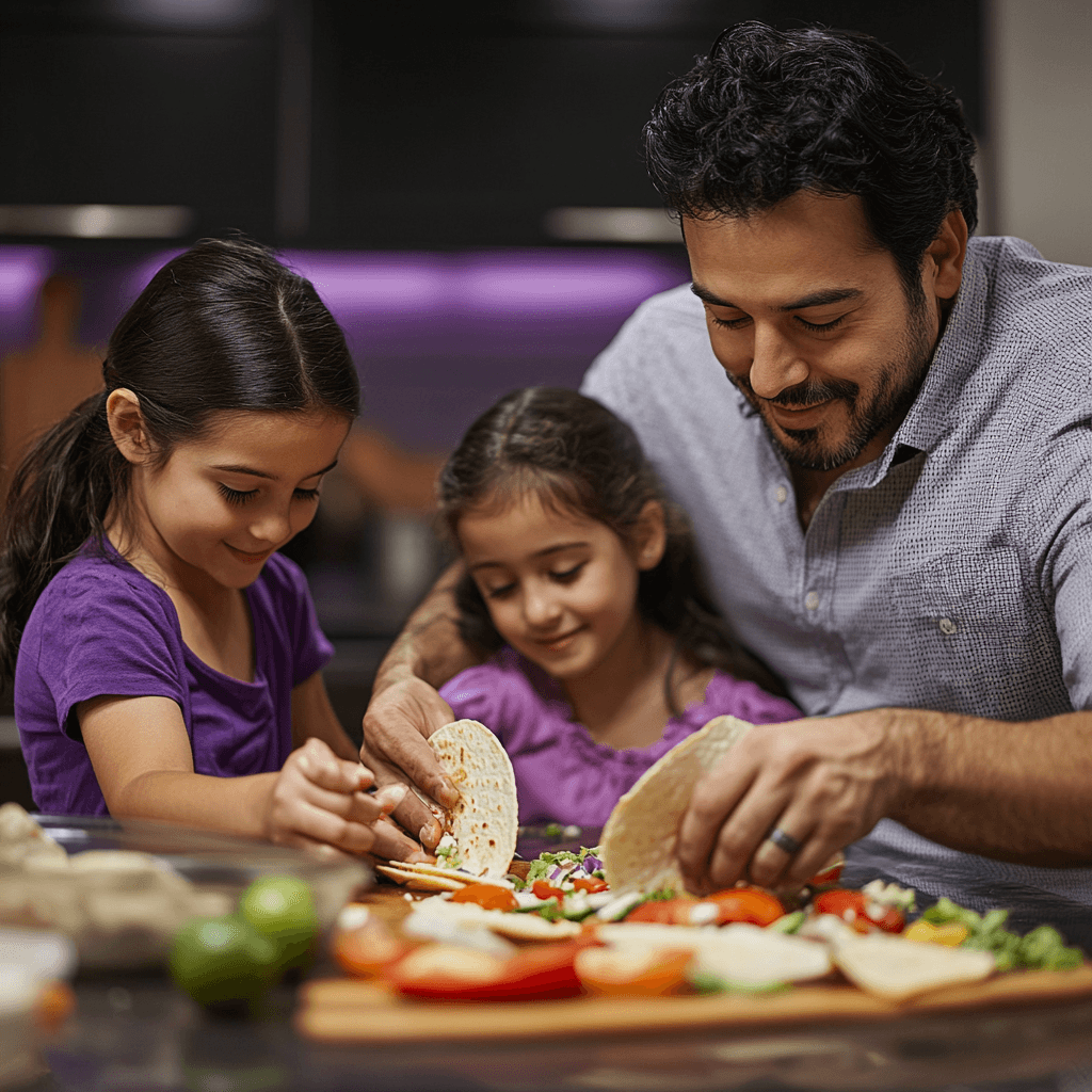 A family preparing a fresh, healthy meal together