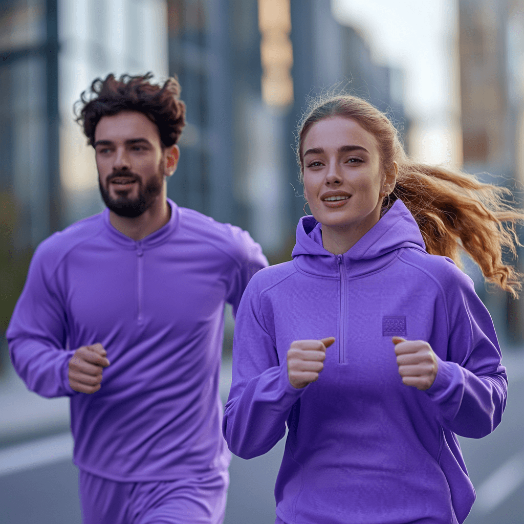 Two people running outdoors